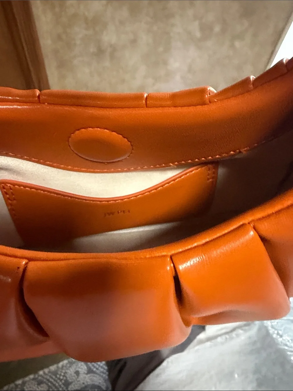 JW PEI Orange Ruched Handle Shoulder Bag